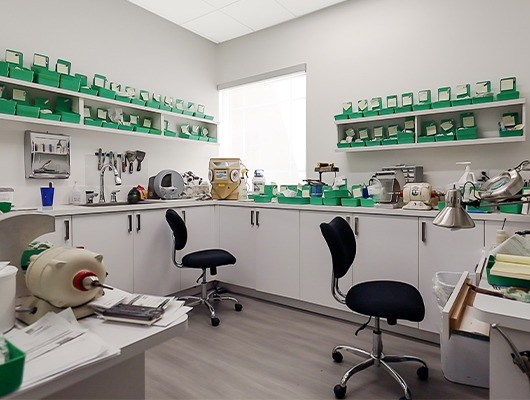 organized and clean dental lab