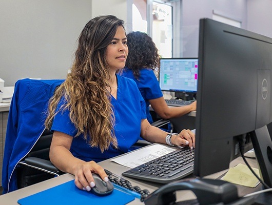 Coral Springs team member working on computer